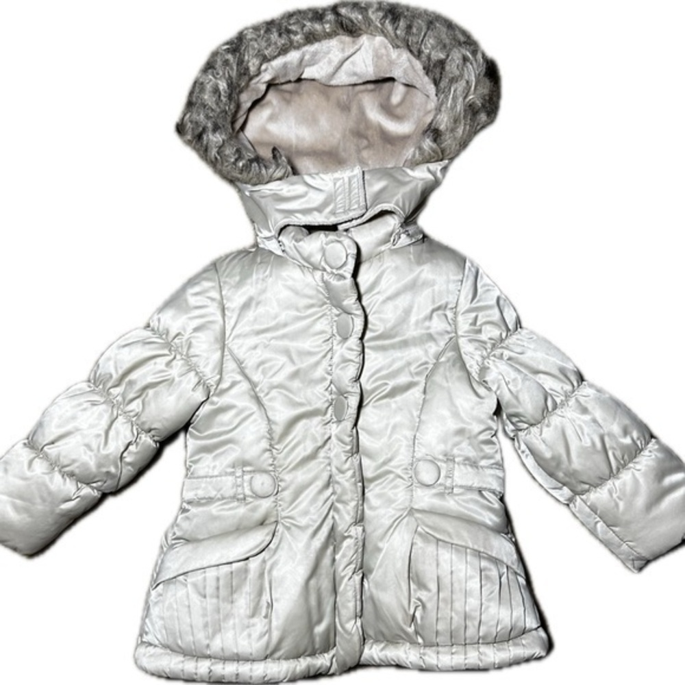 London Fog Plush Hooded Stylish CoatTan 4T